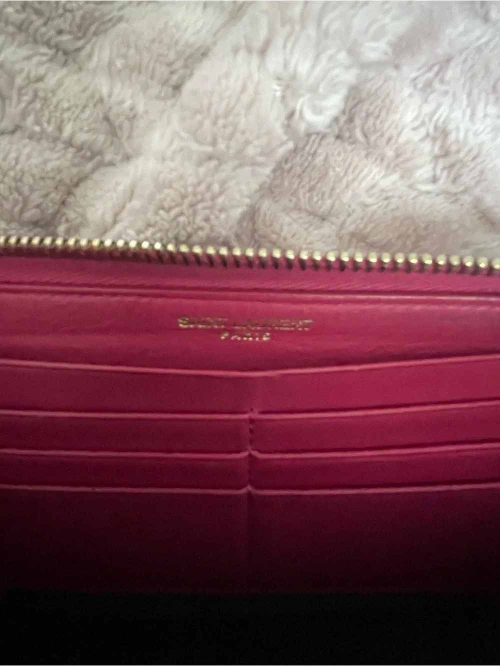 Yves Saint Laurent “Y” Style Ligne Zipper Wallet - Beautiful Bright Pink - Picture 8 of 11